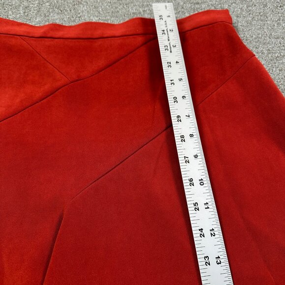 Calvin Tran Skirt Womens Bright Red A-Line Faux Suede Midi Size Medium - Picture 4 of 5